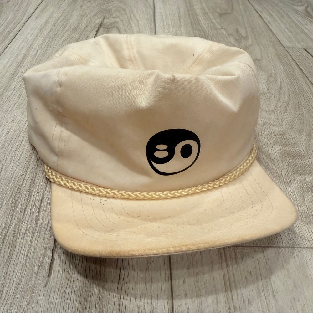 Cream and Black Cadet Hat with Yin-Yang Vintage artist flip exclusive Emblem